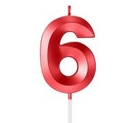 Velas rojas metálicas con números de 6 números para decoración de tarta de cumpleaños