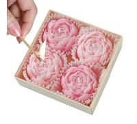 Velas románticas de soja con forma de flor - Juego de velas perfumadas de rosas de 1.46 pulgadas, cera de melocotón Oolong | 4 piezas de decoración del hogar hechas de 80% parafina y 20% cera de soja
