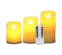 Velas sin llama, 3 velas LED que funcionan con pilas con control remoto, luz ABS impermeable similar a la para decoración del hogar, centro de mesa, decoración de vacaciones