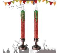 Velas sin llama goteando sangre, 2 velas negras con lágrimas de vampiro, luces de vela cónicas con luz LED, velas negras de lágrimas de vampiro, velas de sangrado para decoraciones de Halloween