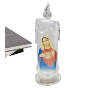 Velas sin llama, luces LED sin llama, luz LED de Jesús, funciona con pilas, vela decorativa de Cristo, lámpara de decoración de iglesia espiritual para el hogar, dormitorio, comedor, festival