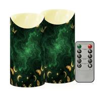 Velas sin llama, velas LED Luna Gothic Witch Cottagecore Spooky Dark | Velas que funcionan con pilas con control remoto y temporizadores, juego de 2, 3 x 3.9 pulgadas