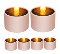 Velas solares a prueba de agua al aire libre, 6 piezas de mando de té de dospcs a amanecer, luces de té LED reutilizables, 2.1x2.1 pequeñas luces solares para el jardín de la linterna acampar al aire