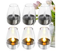 Velas Solares De Té - Acero Inoxidable ABS 5,5x8,5cm | Vela Recargable Impermeable Parpadeante, Lámpara Sin Llama, Iluminación Decorativa Para Exteriores | Para Sala De Estar, Jardín, Camping,