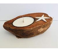 Velas vegetales en una mitad de coco (cera de soja biodegradable), aroma de grasa monoï (sin CMR ni ftalatos) 60 horas de combustión...