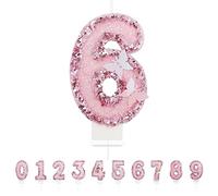 Velas y decoración para cumpleaños: Números 6, 3D, mariposas, color rosa, tartas