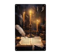 Velas Y Notas Mágicas Cartel De Chapa Retro Pared Muestra Placa Vintage Pintura De Hojalata Placa Para Cocina Cafetería Jardín 20X30Cm