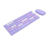 VELATEMOR 2.4G Combo de Teclado Inalámbrico y Mouse, Teclas Retro 64 Teclas Teclado Haga en Soft, Modo de Suspensión, Mouse Inalámbrico Ajustable de 1200 Ppi con Receptor para OS X (Violeta)