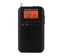 VELATEMOR Altavoz de 40 Mm Radio de Doble Banda, Pantalla LCD, Radio Estéreo Am FM Portátil Mini Receptor de Sintonización Digital de 2 Bandas con Cordón para Auriculares (Black)