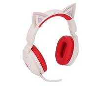 VELATEMOR - Auriculares de oído de gato, volumen de LED seguro tipo C carga de voltaje, Cat UB auricular con micrófono 'ordenador portátil (rojo)