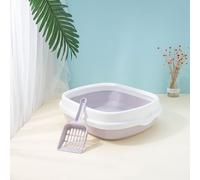 VELATEMOR Bandeja de para Gatos Gran Espacio Resistencia a Salpicaduras Lavabo Semicerrado para Excrementos de Gatos para la Mayoría de Las Razas Material PP para Dueños de Mascotas Lavabo para (S)
