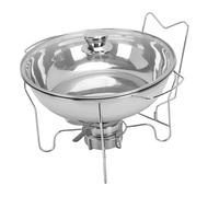 VELATEMOR Calentador de Comida para Buffet Redondo de Acero Inoxidable con Tapa de Cristal para una Presentación Elegante de Buffet, Ideal para Hoteles y Bodas (4.5L)