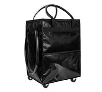 VELATEMOR Pequeño Carrito de Compras Plegable, Bolsa de Comestibles Reutilizable sobre Ruedas, Bolsa de Compras Portátiles a Prueba de Agua Cartero de Carrito Plegable con Mango para (Black)