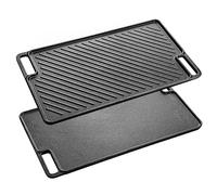 Velaze Cast Iron Grill with Stripes, Pre-Seasoned Rectangular Black, Square Cast Iron Griddle, Grill with Non-stick Grills and Rotisserie for Barbecue, Steak - 48x28cm