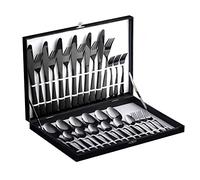 Velaze - Cubiertos de mesa (30 piezas, acero inoxidable, 18/10, 30 piezas, para 6 personas), color negro
