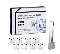Velaze Cubos de Hielo para Whisky de Acero Inoxidable, Juego de 8 Piedras Reutilizables, Cubos Enfriadores para Whiskey, Cocktails y Otras Bebidas con Pinzas y Caja de Almacenamiento