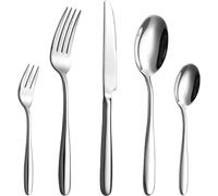 Velaze Juego de Cubiertos, Cubertería de Acero Inoxidable 18/10 Vajilla para 12 Personas, 12 Cuchillos de Mesa, 12 Tenedores, 12 Cucharas, 12 Tenedores de Postre y 12 Cucharas de Té, Plata(60 Piezas)