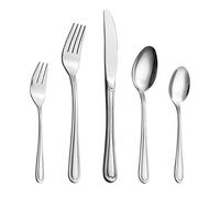 Velaze Juego de Cubiertos Set 30 Piezas de Acero Inoxidable 18/10 Vajilla para 6 Personas, 6 Cuchillo de Mesa, 6 Tenedor, 6 Cuchara, 6 Tenedor Postre, 6 Cucharas de té - Plata (F30)