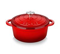 Velaze - Olla de hierro fundido, cacerola esmaltada, olla con tapa de buen sellado, revestimiento antiadherente, diámetro de 20 cm, todas las luces de inducción, bracera, 2 l