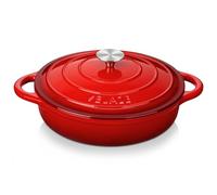 Velaze - Olla de Hierro Fundido Redonda, Esmaltada Antiadherente con Tapa de Buena Sellado, para Todo Tipo de Fuego, Incluida Inducción, Cacerola de Inducción de Sopa de Hierro Fundido de 3,5 L