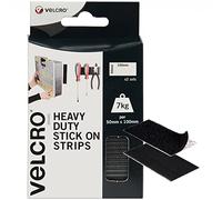 VELCRO Brand 2 unidades de tiras adhesivas negras de 50 mm x 100 mm con velcro, autoadhesivas, industriales, extra fuertes, de doble cara, resistentes, perfectas para el hogar, la oficina y el garaje