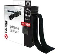 VELCRO Brand | Cinta de alta resistencia Extreme Outdoor Stick On | Cinta industrial de gancho y bucle de doble cara extra fuerte con adhesivo | Cortar a medida | Negro | 6 m x 25 mm