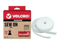 VELCRO Brand ECO Collection - Cinta adhesiva para coser para ropa y telas, corta tiras a la longitud personalizada para coser, rollo de 15 pies x 3/4 pulgadas, color blanco