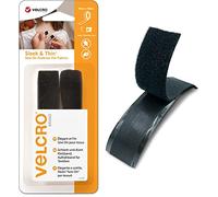 VELCRO Brand | Elegante y delgado pegar más rápido para telas | Fuerte gancho y bucle autoadhesivo más rápido perfecto para manualidades, reparaciones de ropa y dobladillos | Negro | 19 mm x 90 cm