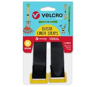 VELCRO Brand Garden Series Correas elásticas | Lazos versátiles para agrupar estacas, asas de herramientas, valla envolvente, equipo de camping o suministros | Ajustable y elástico para un ajuste cómodo | Negro, 2 ct, 15 x 1 pulgada