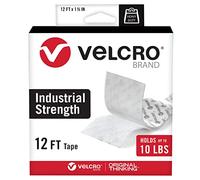VELCRO Brand Heavy Duty Tape | 12 Foot Roll | Strong Sticky Back Adhesive Holds up to 10 lbs | Fasteners industriales para uso interior o exterior | 1-1/2in Width, White (VEL-30837-USA)