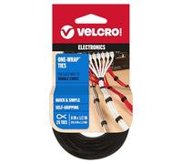 Velcro Brand One-WRAP Bridas de cables | 25 unidades | 8 x 1/2 pulgadas correas de organización de cables negras | Diseño fino precortado | Gestión de cables para organizar el hogar, la oficina y los centros de datos