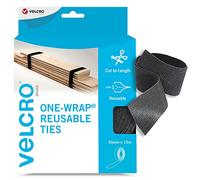 VELCRO Brand ONE-WRAP Cinta de cierre reutilizable, Negro 30mm x 15m