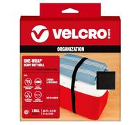VELCRO Brand Rollo de una envoltura negra, 9,5 m x 3,8 cm, cinta de velcro reutilizable y autoadhesiva, cintas de corte para agrupar materiales y herramientas en garajes, cobertizos o lugar de trabajo