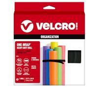 VELCRO Brand - Rollo ONE-WRAP, cinta de velcro multiusos de doble cara, reutilizable, rollo de 12 pies x 3/4 pulgadas, color negro