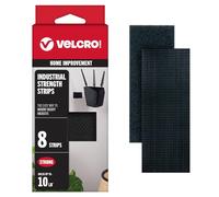 VELCRO Brand Sujetadores resistentes | Tiras de 4 x 5 pulgadas con adhesivo 8 juegos | Capacidad para 4,5 kg | Cinta adhesiva negra de resistencia industrial | Uso en interiores o exteriores