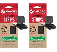 VELCRO Brand | Tiras ecológicas para trabajo pesado | Tiras adhesivas autoadhesivas extra fuertes | decoración de habitaciones y hogar, oficina, uso en garaje | Negro | 44 mm x 76 mm | Juego de 2
