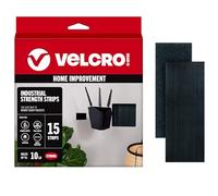 VELCRO Brand Tiras resistentes con adhesivo, 15 juegos de cinta de montaje de resistencia industrial, cierres de 4 x 2 pulgadas de ancho, soporta 10 libras, uso en interiores o exteriores, negro (VEL40020-USA)