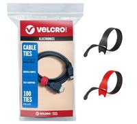 VELCRO Bridas para cables, paquete de 100 unidades, 8 x 1/2 pulgadas, rojo y negro, alternativa reutilizable a las bridas de cremallera, correas de organización de cables precortadas ONE-WRAP, gestión