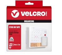 VELCRO Marca | Cinta adhesiva | Cinta adhesiva fuerte de corte a la longitud perfecta para decoración de habitaciones y hogar, oficina, garaje | Blanco | 20 mm x 7,5 m