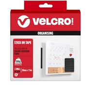 VELCRO Marca | Cinta adhesiva | Cinta adhesiva fuerte de corte a la longitud perfecta para decoración de habitaciones y hogar, oficina, garaje | Negro | 20 mm x 7,5 m