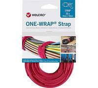 VELCRO One Wrap Strap - Bridas de velcro (20 x 330 mm, 25 unidades), color rojo