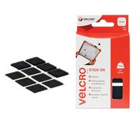 VELCRO® Stick On Squares, Black, 25mm, Pack of 24