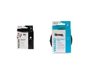 Velcro VEL60241 - Cinta americana extrafuerte (50 mm x 1 m), color negro + EC60253 - Correa para lijadoras (10 mm x 5 m), color negro