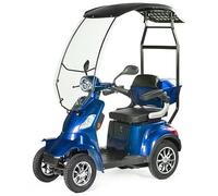 VELECO Batería de Iones de Litio para Personas Mayores, 4 Ruedas Dispositivo de Movilidad Faster (Azul con Techo)