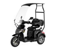VELECO DRACO - dispoditivo de movilidad de 3 ruedas - con techo y parabrisas - batería extraíble de iones de litio - potente motor - alarma - marcha atrás (Negro)