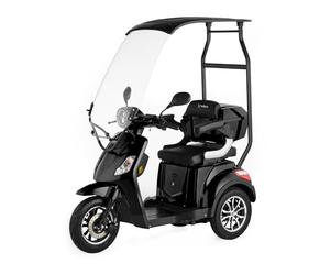 VELECO DRACO - dispoditivo de movilidad de 3 ruedas - con techo y parabrisas - batería extraíble de iones de litio - potente motor - alarma - marcha atrás (Negro)