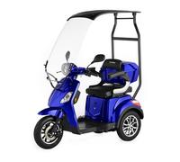 VELECO DRACO - Dispositivo de movilidad de 3 ruedas - con techo y parabrisas - batería extraíble de iones de litio - potente motor - alarma - marcha atrás (Azul)