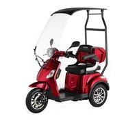 VELECO DRACO - dispositivo de movilidad de 3 ruedas - con techo y parabrisas - batería extraíble de iones de litio - potente motor - alarma - marcha atrás (Rojo)