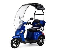 VELECO DRACO - Dispositivo de movilidad de 3 ruedas - con techo y parabrisas - batería extraíble de iones de litio - potente motor - alarma - marcha atrás (Azul)
