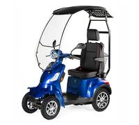 VELECO Faster con Techo ahora con asiento de capitán ajustable y la batería de plomo y acido, El mejor dispositivo de movilidad para discapacitados totalmente montado y listo para usar. (Azul)